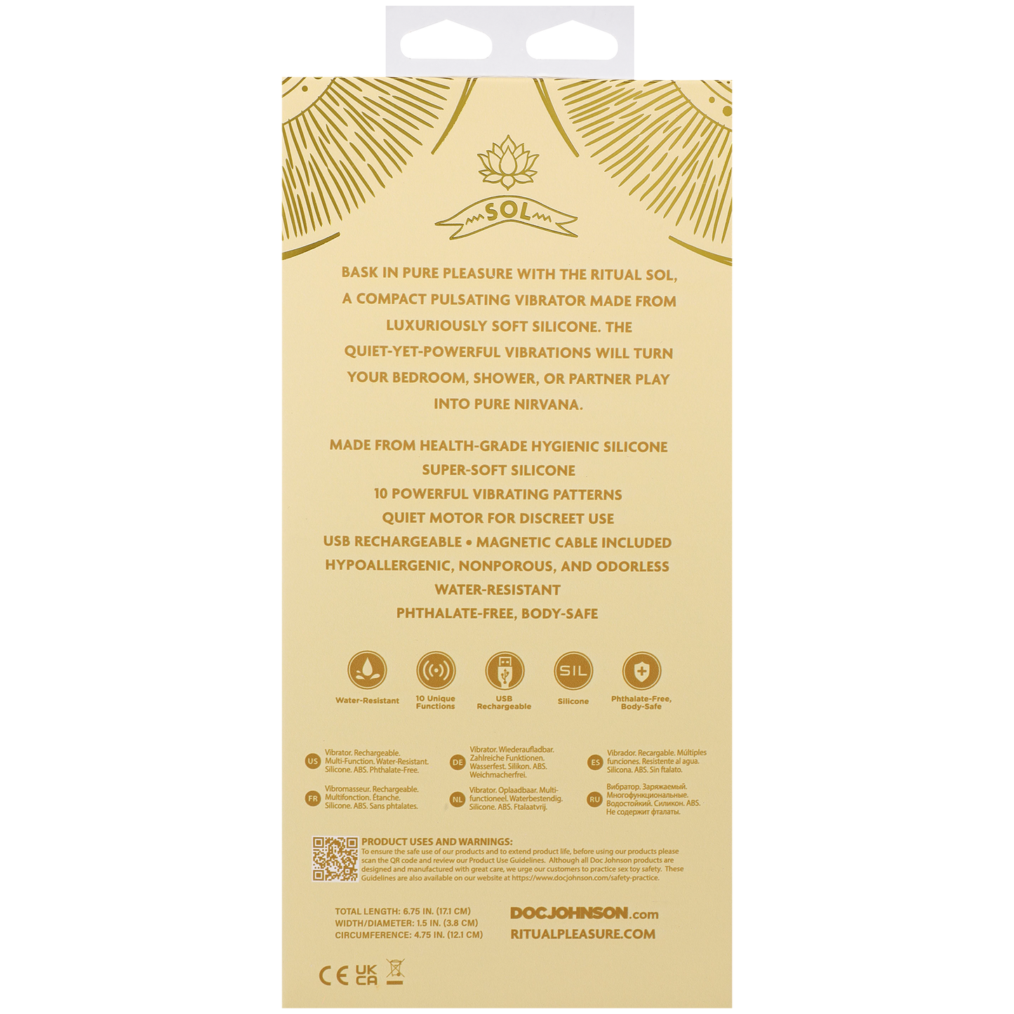 Ritual - Sol - Vibrador Pulsador 10 Funciones - Amarillo