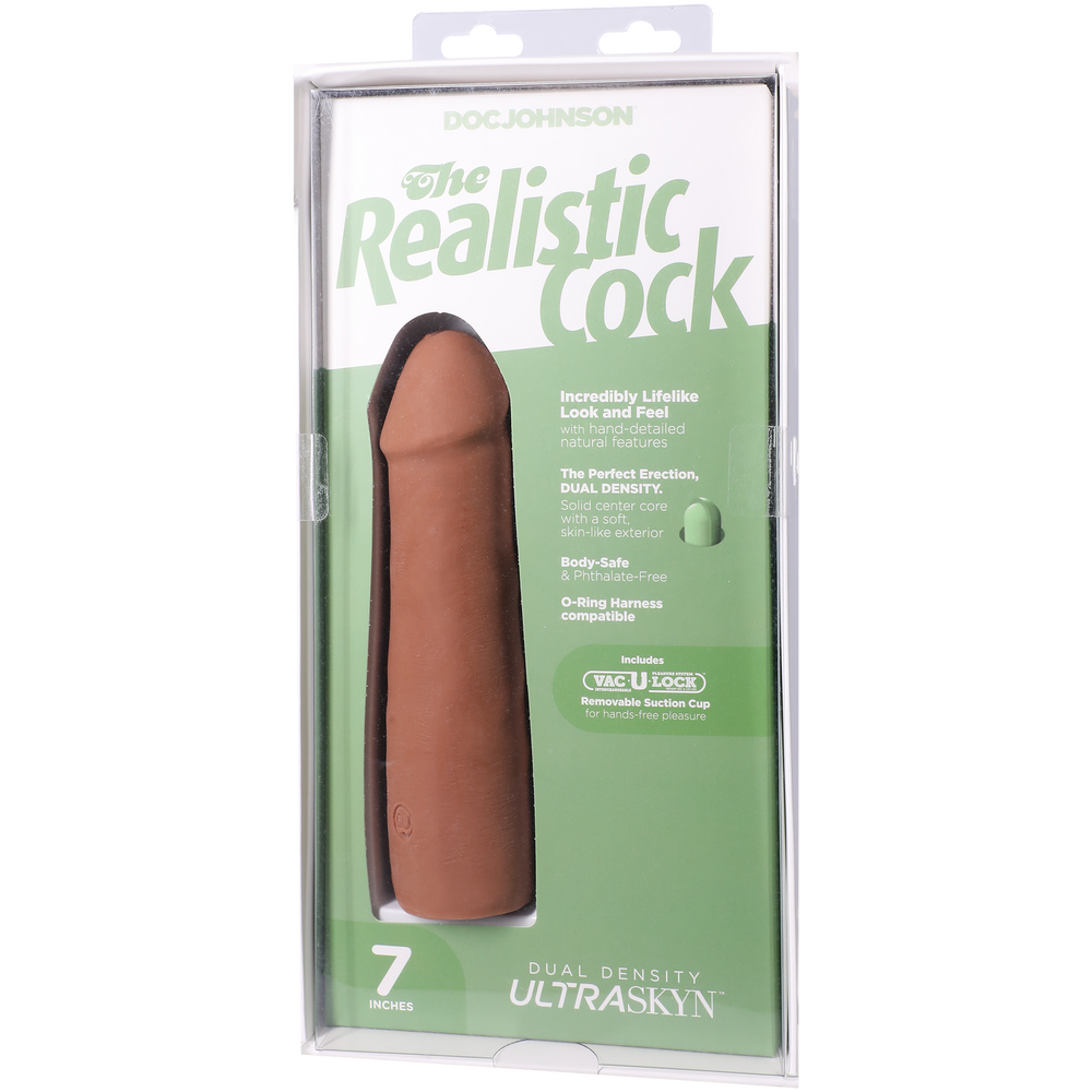 The Realistic Cock - Con ventosa extraíble Vac-U-Lock - ULTRASKYN - 7 Pulgadas - Caramelo