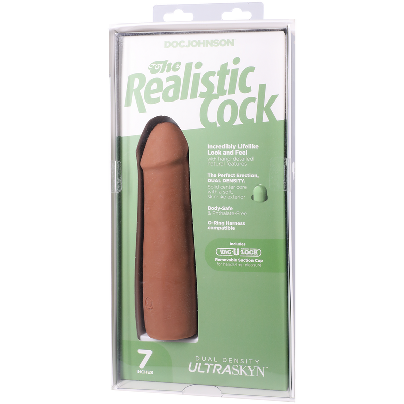 The Realistic Cock - Con ventosa extraíble Vac-U-Lock - ULTRASKYN - 7 Pulgadas - Caramelo
