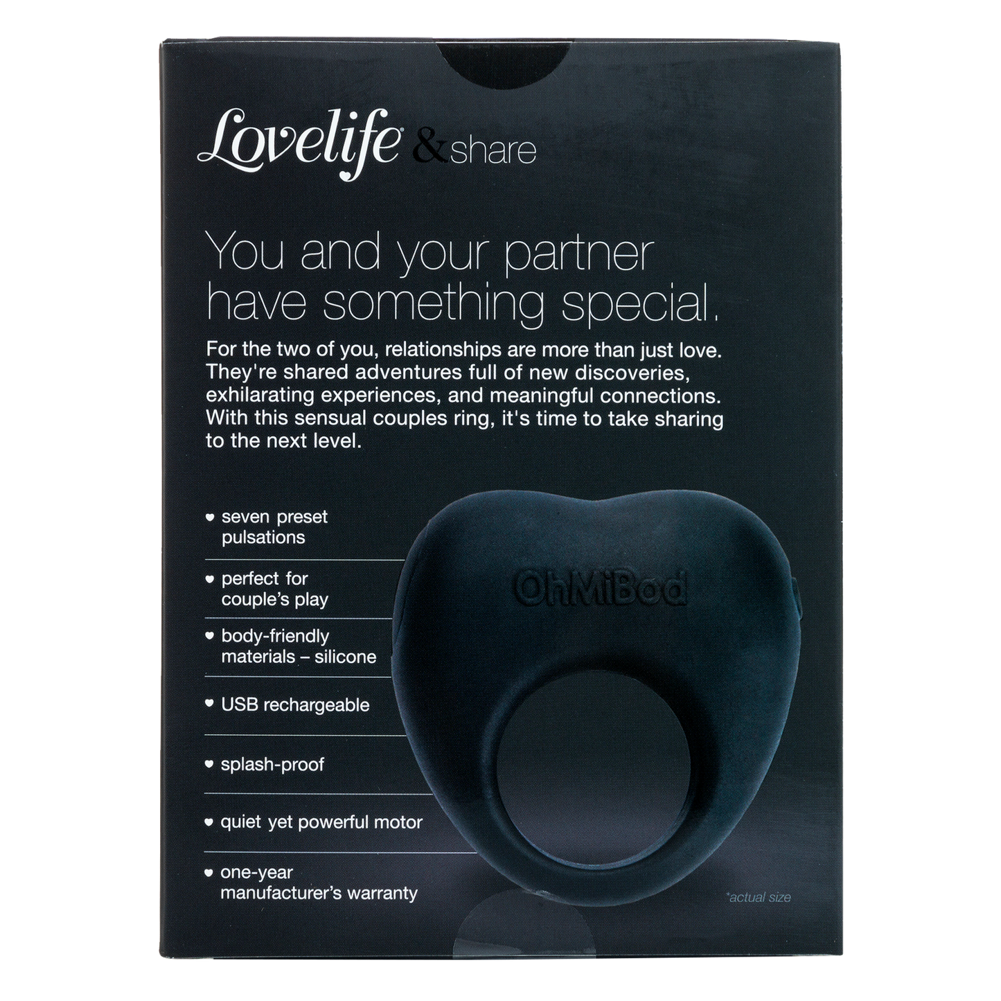 OhMiBod - Lovelife® Share - Negro – Vibración de anillo para pareja