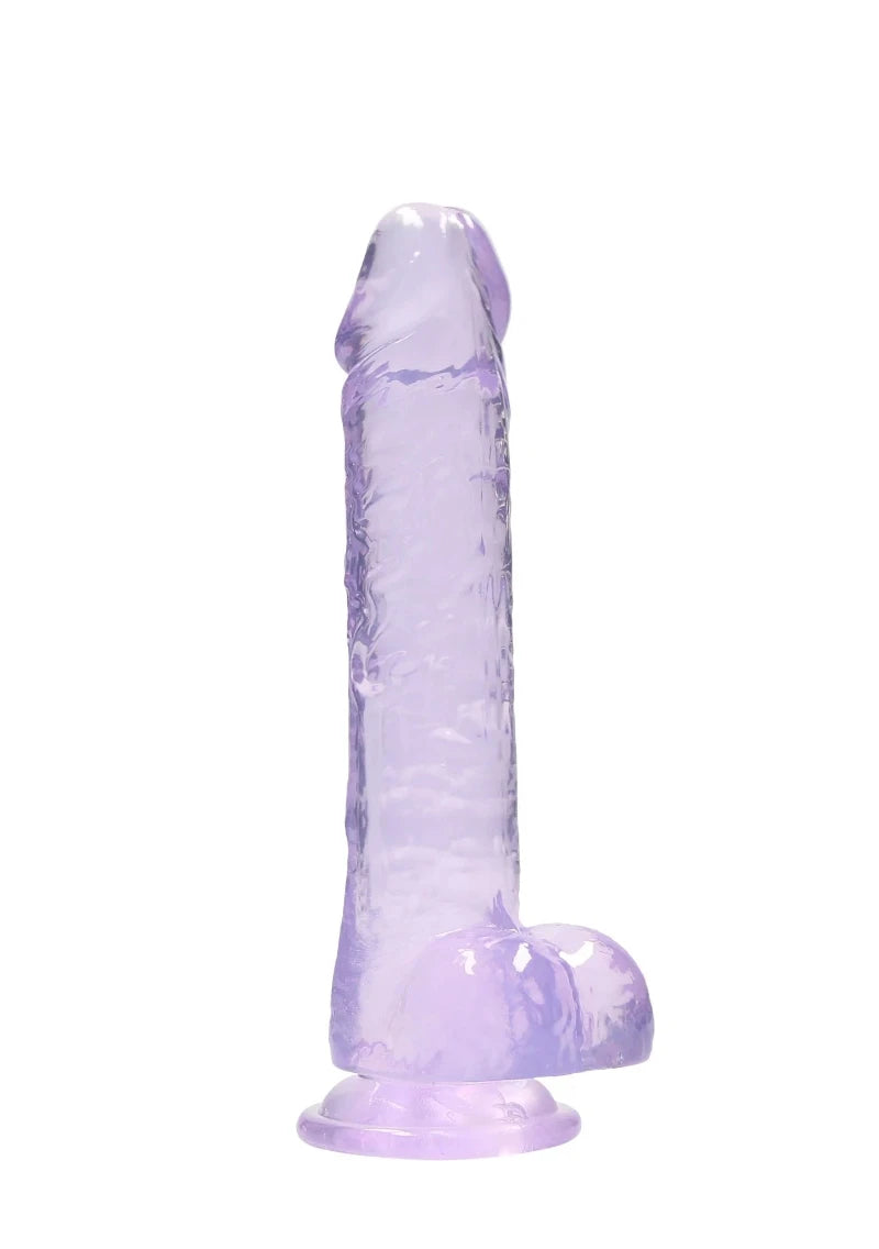 DILDO REALISTA 8" CON BOLAS MORADO REALROCK