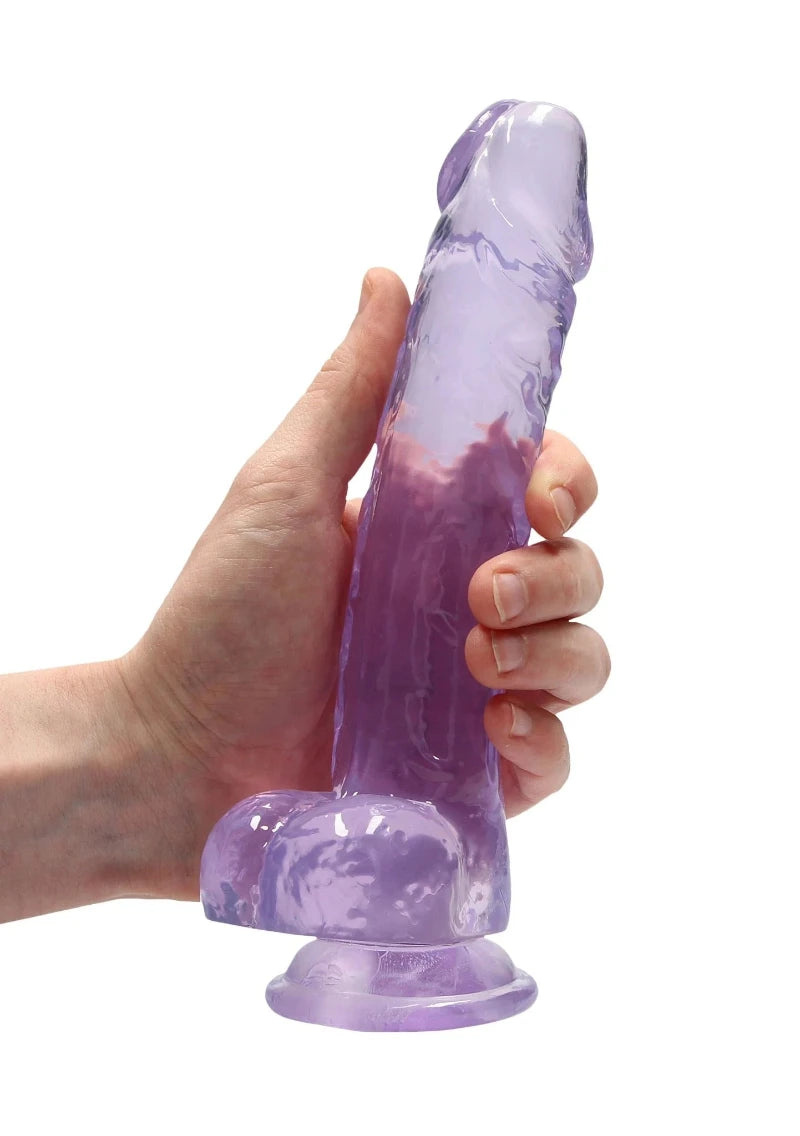 DILDO REALISTA 8" CON BOLAS MORADO REALROCK