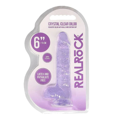 DILDO REALISTA 6" CON BOLAS MORADO REALROCK