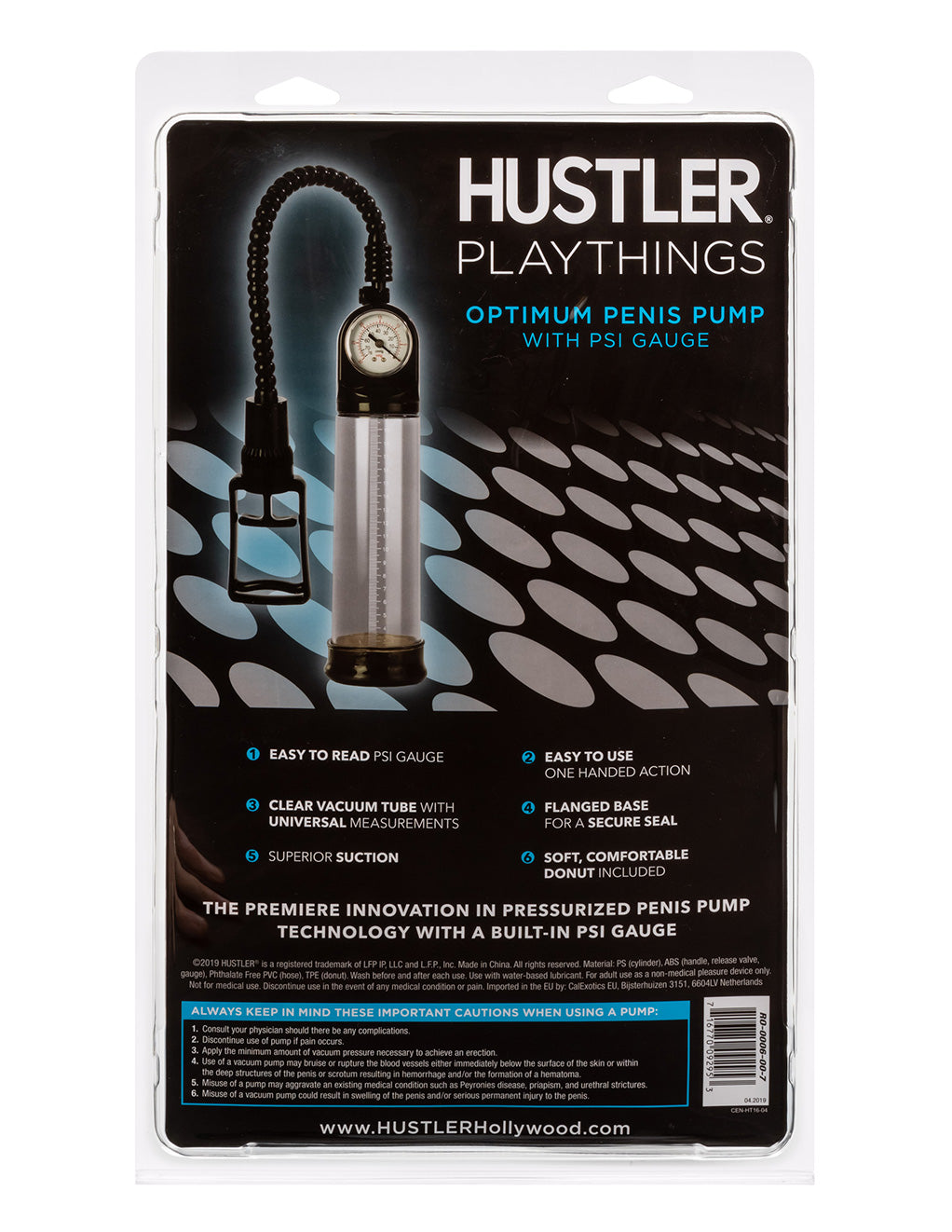 Hustler® Playthings Optimum Penis Pump- Back package