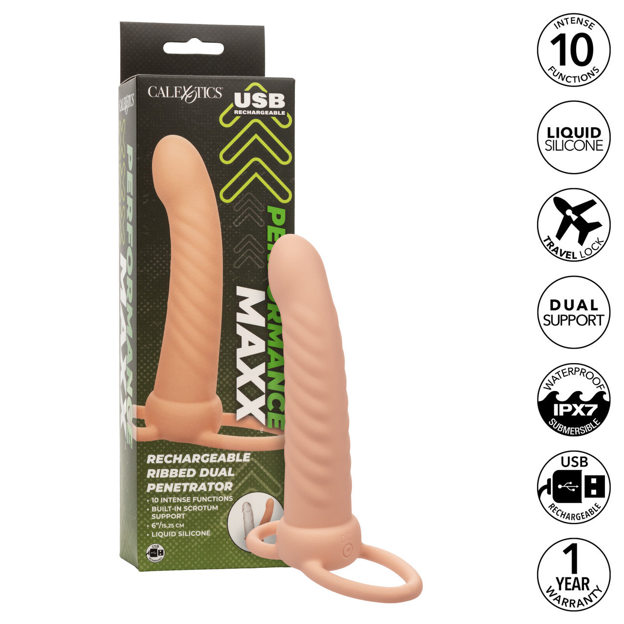 Performance Maxx Rechargeable Ribbed Dual Penetrator