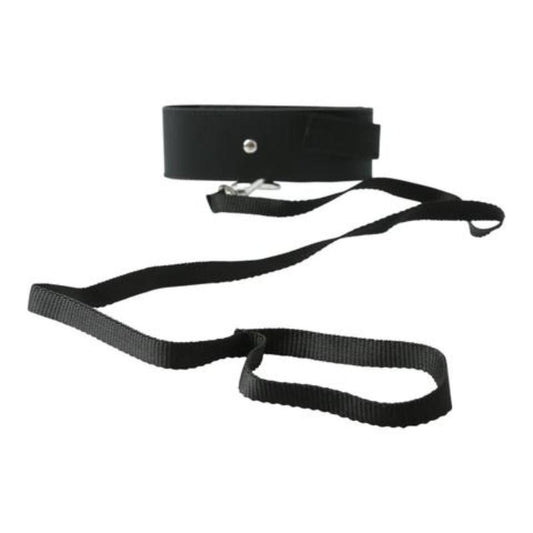 BONDAGE COLLAR Y CORREA NEGRO CON VELCRO S&M