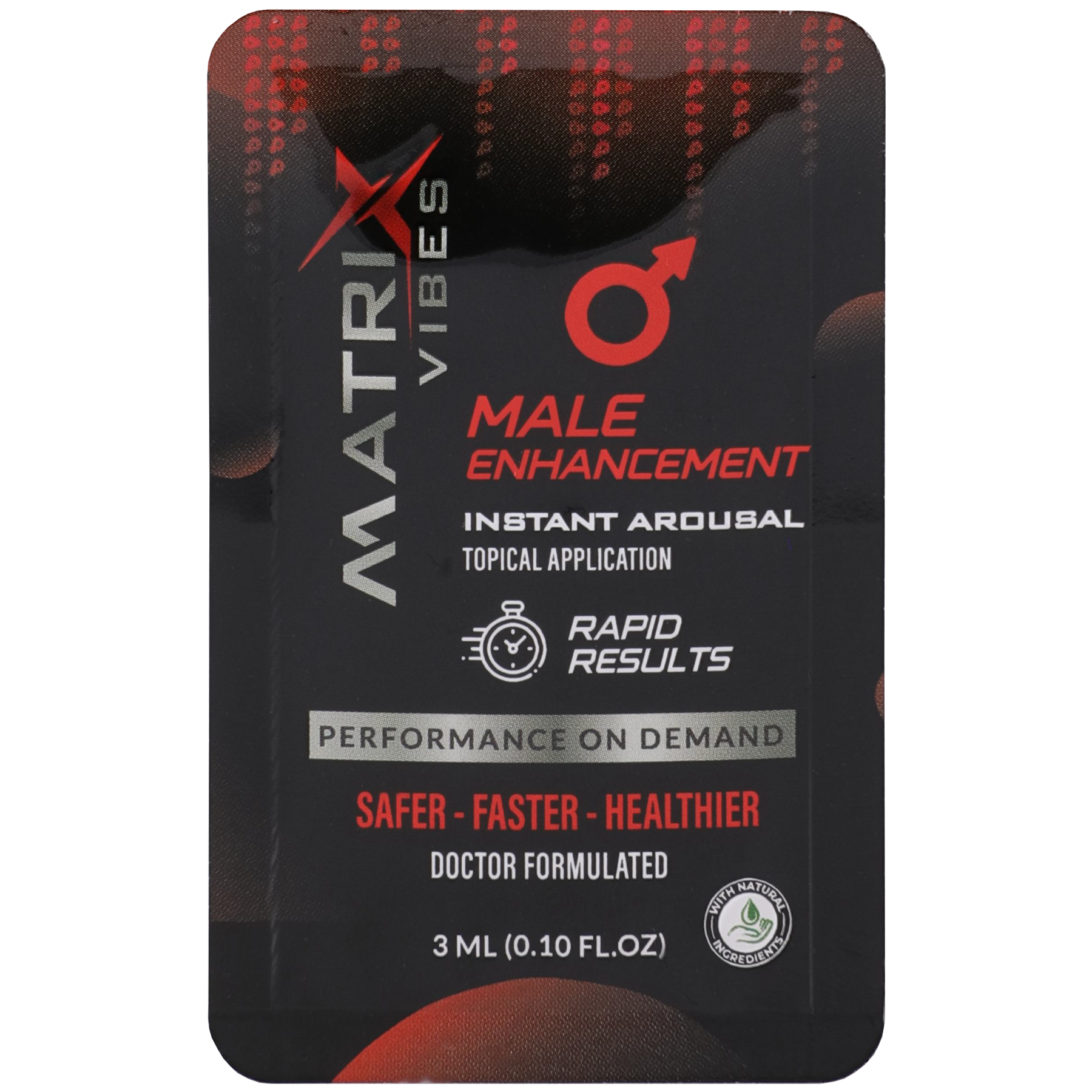 Matrix - Aumento Masculino, Excitación Instantánea Aplicación Tópica - Expositor de 24 Paquetes (3ml por paquete)