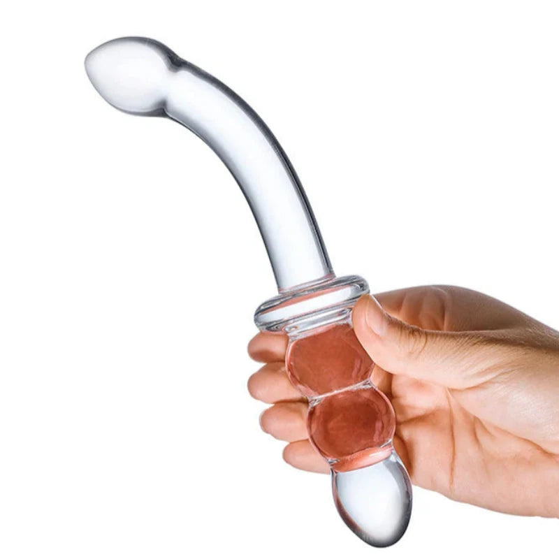 8'' RIBBED G-SPOT GLASS DILDO