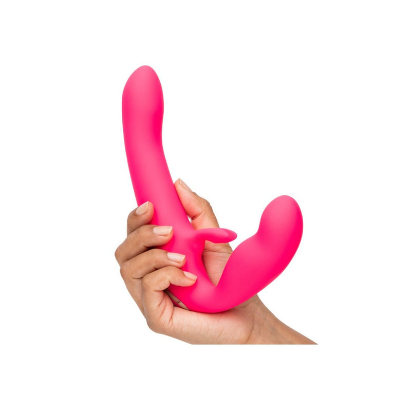 Vibrador Conejito Arnés Sin Correas Happy Rabbit Strapless Strap On Rabbit Vibe Pink
