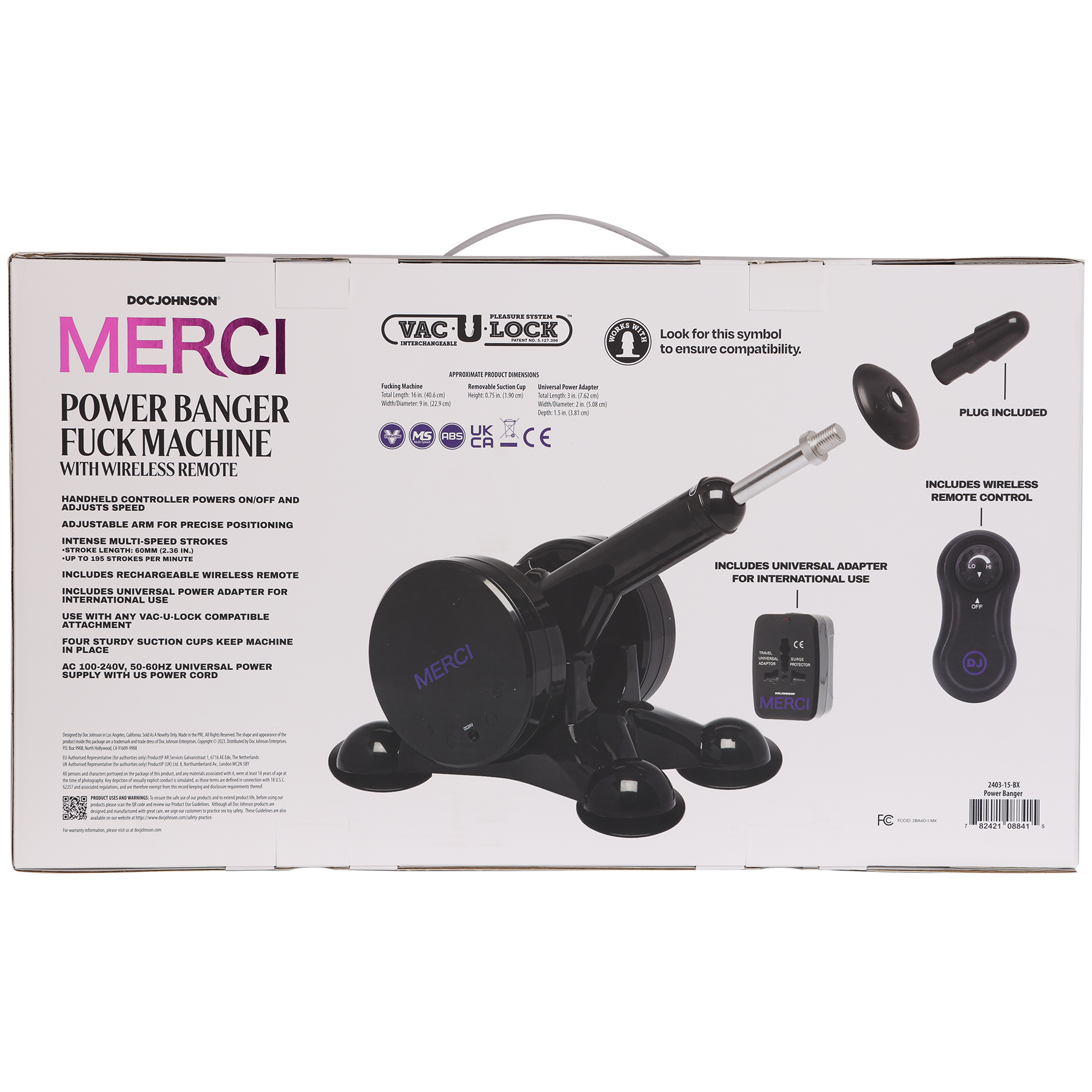 Merci - Power Banger - Fuck Machine con Control Remoto - Negro