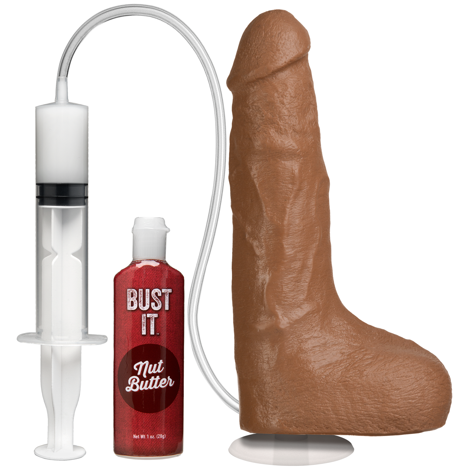 DOC JOHNSON - Bust It - Pene realista con eyaculación - Con ventosa extraíble Vac-U-Lock - Caramelo