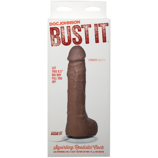 DOC JOHNSON - Bust It - Pene realista con eyaculación - Con ventosa extraíble Vac-U-Lock - Caramelo