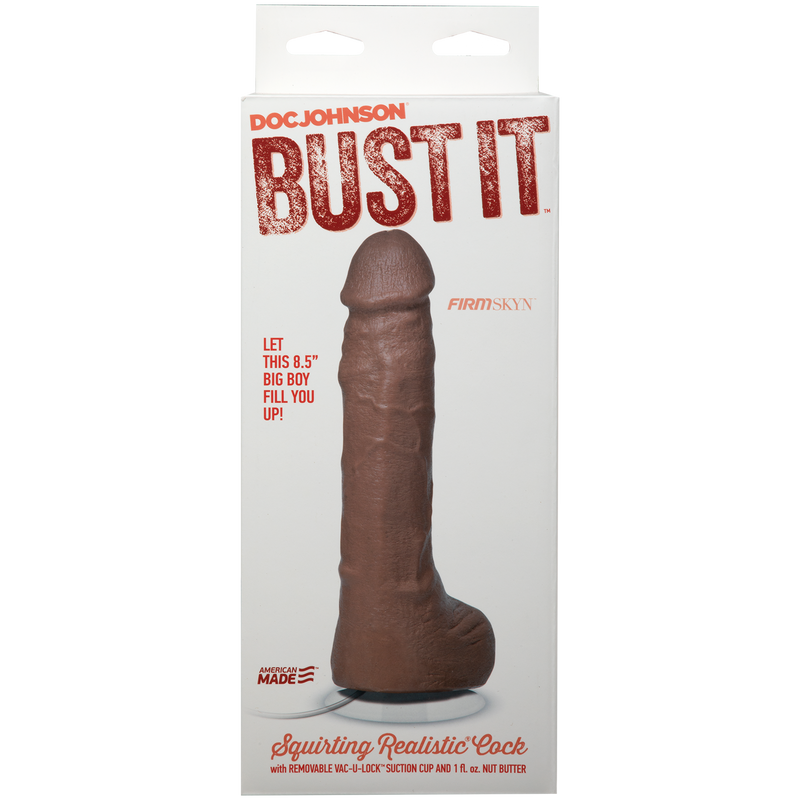 DOC JOHNSON - Bust It - Pene realista con eyaculación - Con ventosa extraíble Vac-U-Lock - Caramelo