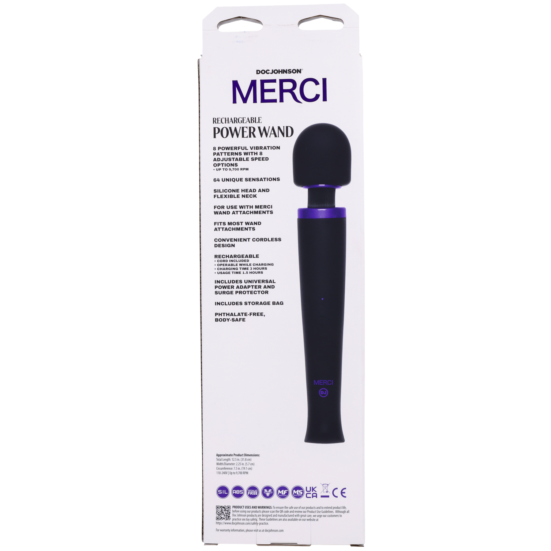 Doc Johnson - Merci - Varita recargable - Masajeador de silicona ultrapotente