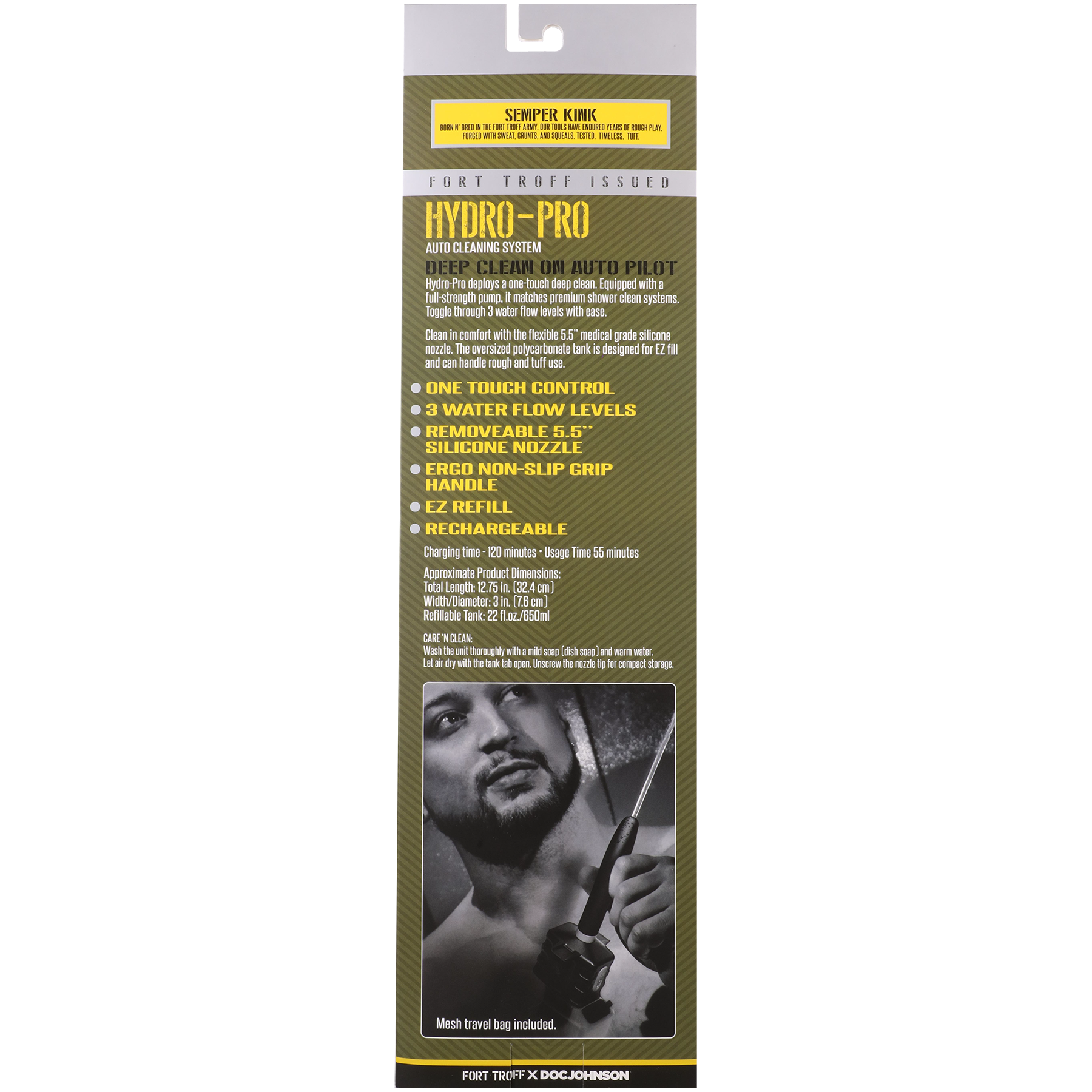 DOC JOHNSON - Fort Troff - Hydro-Pro (sistema de limpieza) - Negro, transparente