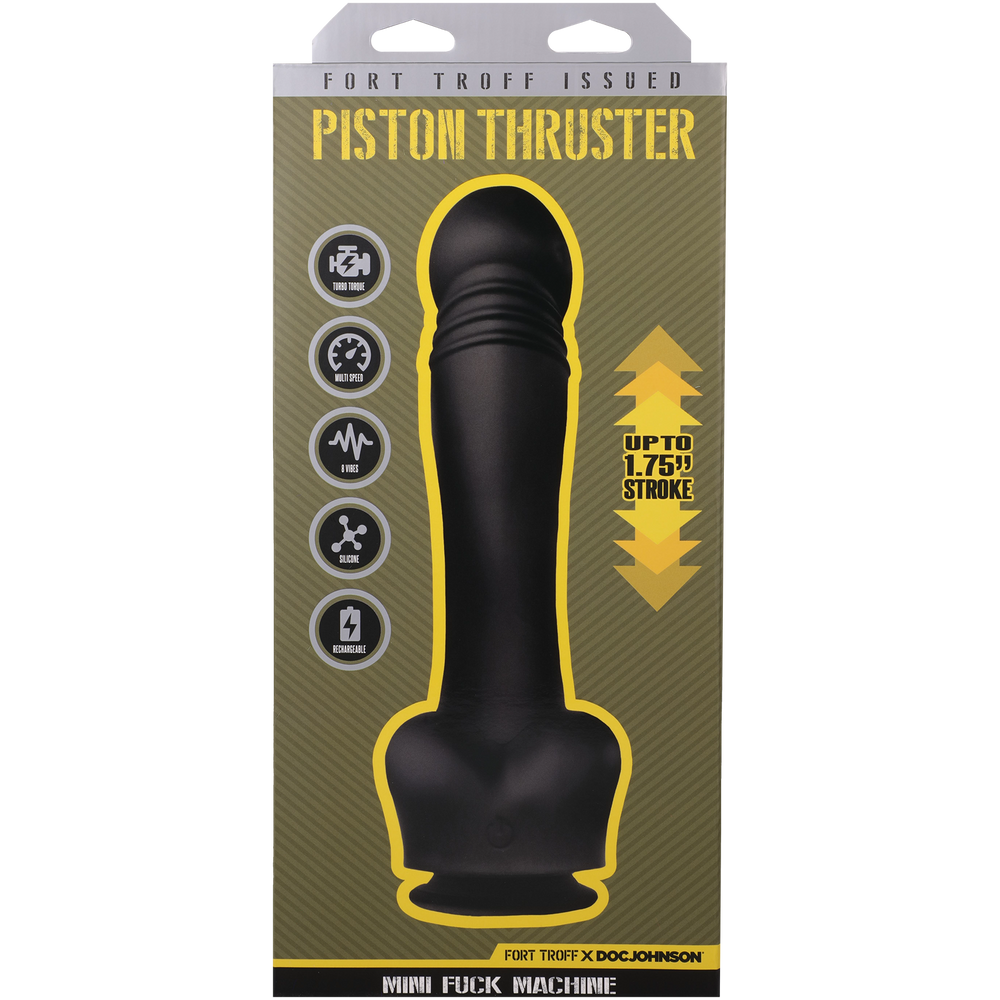 DOC JOHNSON - Fort Troff - Propulsor de pistón - Mini máquina sexual - Silicona recargable con mando a distancia - Negro