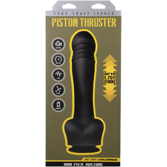 DOC JOHNSON - Fort Troff - Propulsor de pistón - Mini máquina sexual - Silicona recargable con mando a distancia - Negro