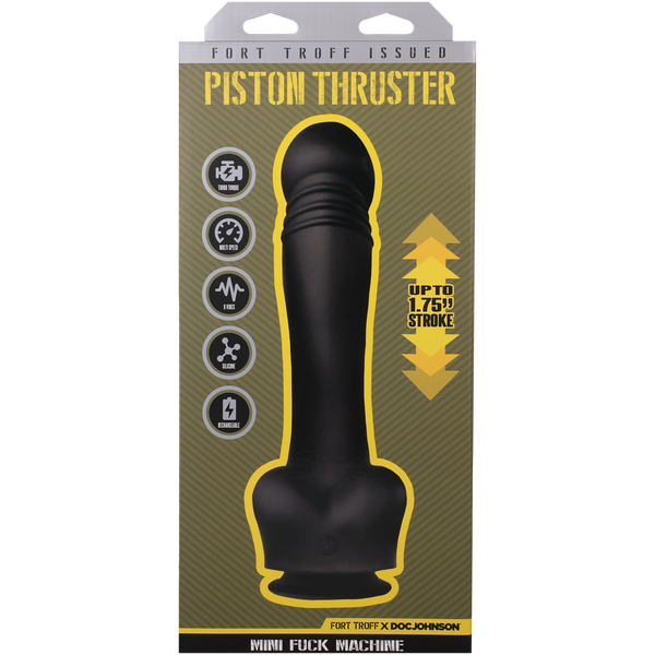 DOC JOHNSON - Fort Troff - Propulsor de pistón - Mini máquina sexual - Silicona recargable con mando a distancia - Negro