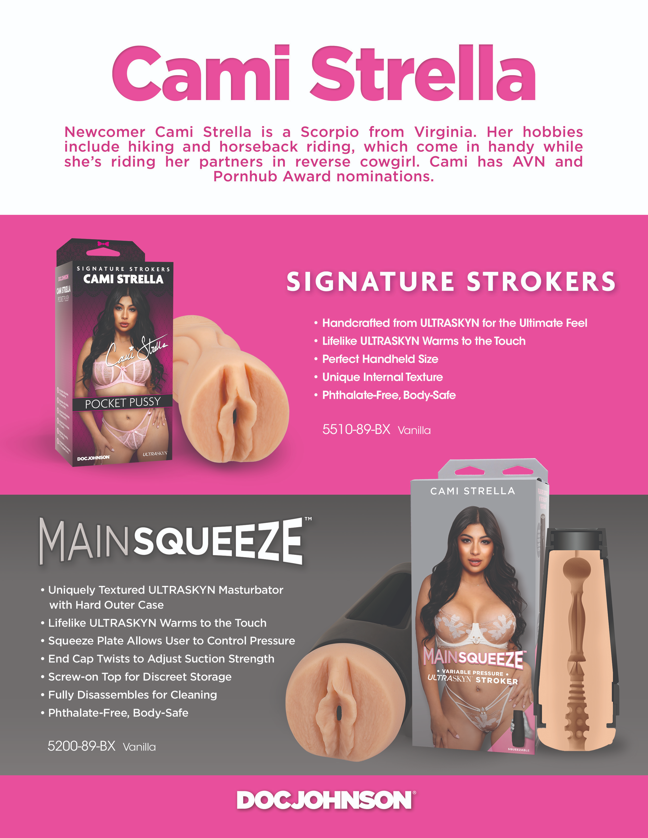Main Squeeze - Cami Strella - Masturbador ULTRASKYN - Vainilla