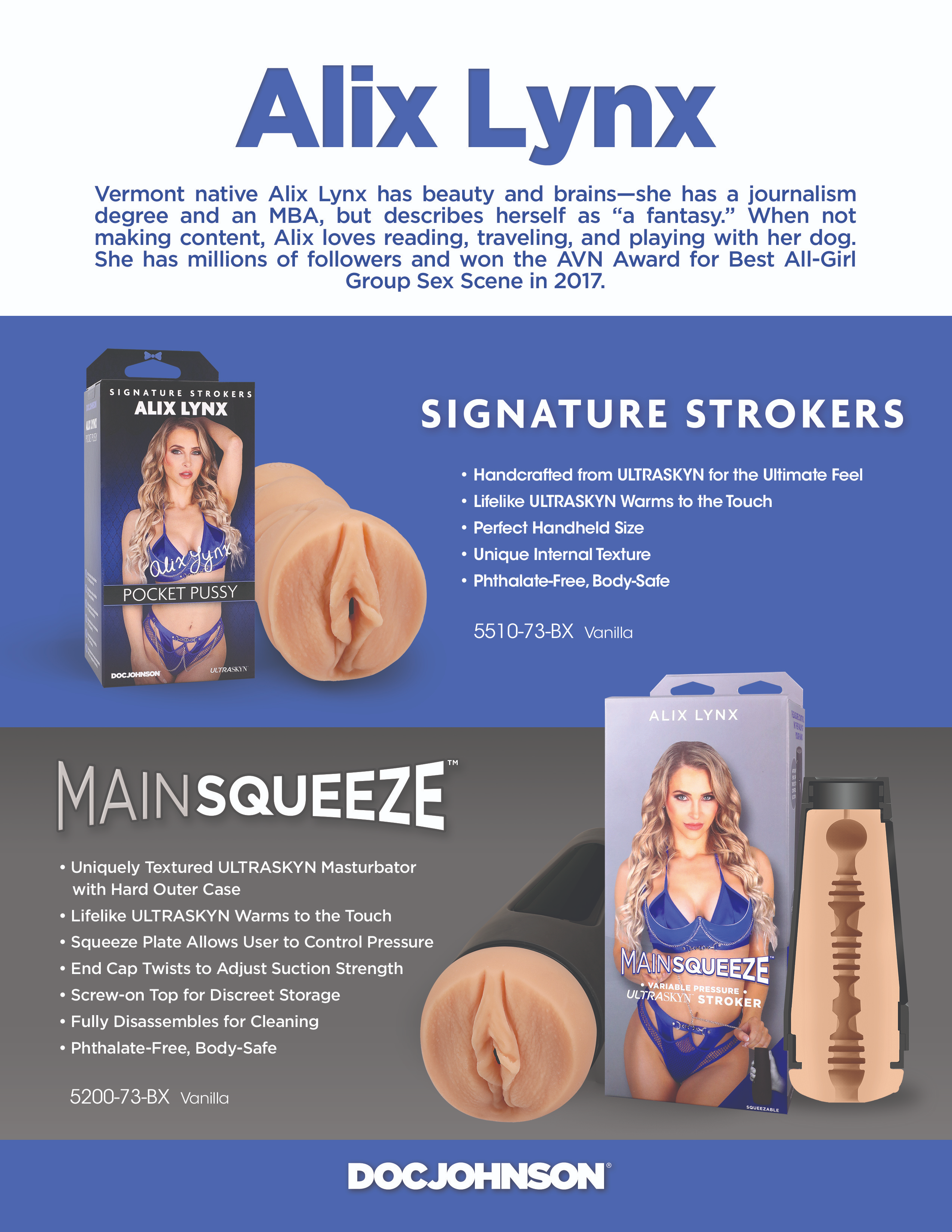 Main Squeeze - Alix Lynx - Masturbador ULTRASKYN - Vagina - Vainilla