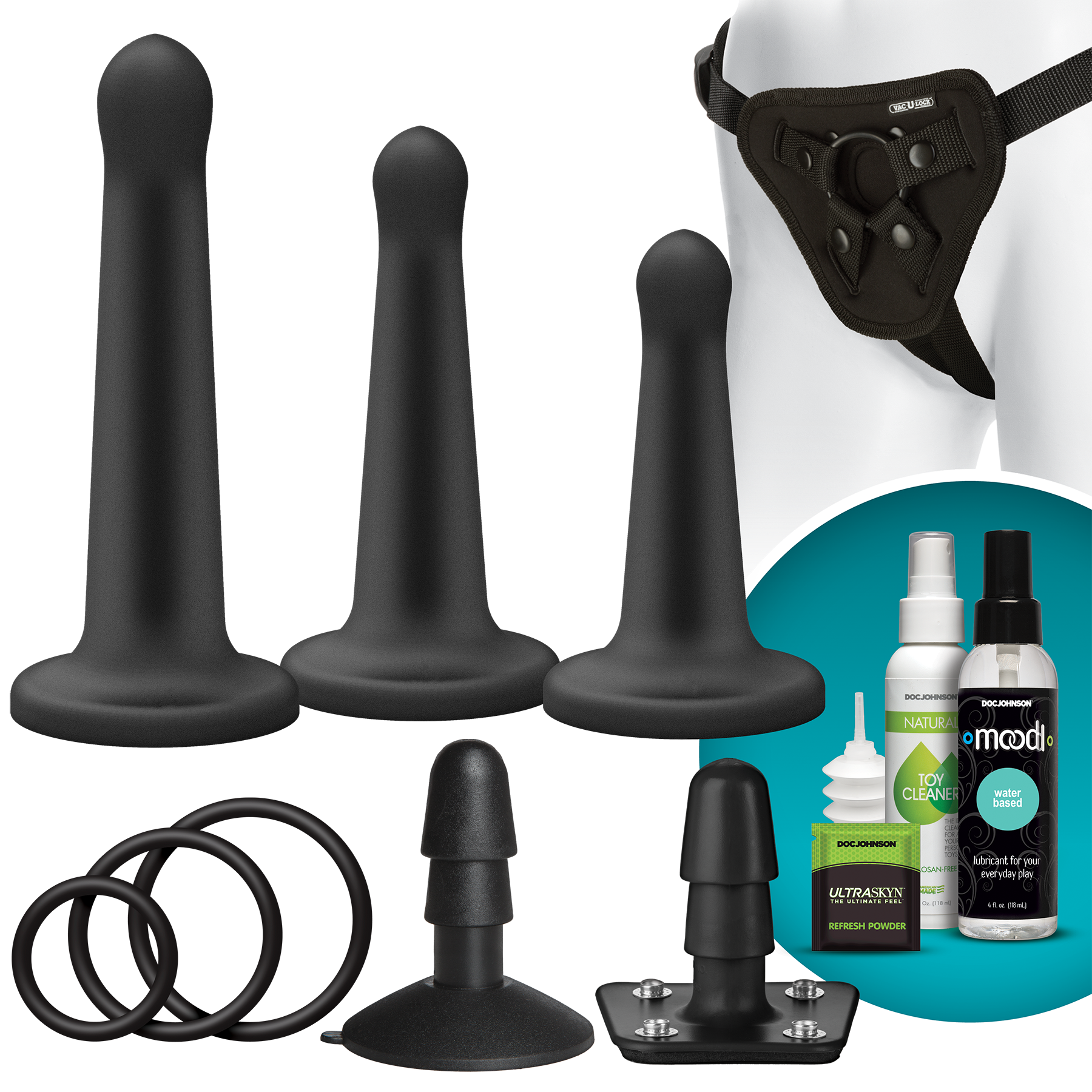Vac-U-Lock - Juego de clavijas de silicona - Negro