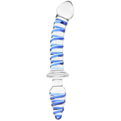 10'' MR. SWIRLY DOUBLE ENDED GLASS DILDO & BUTT PLUG