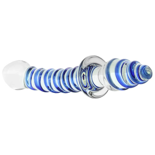 10'' MR. SWIRLY DOUBLE ENDED GLASS DILDO & BUTT PLUG