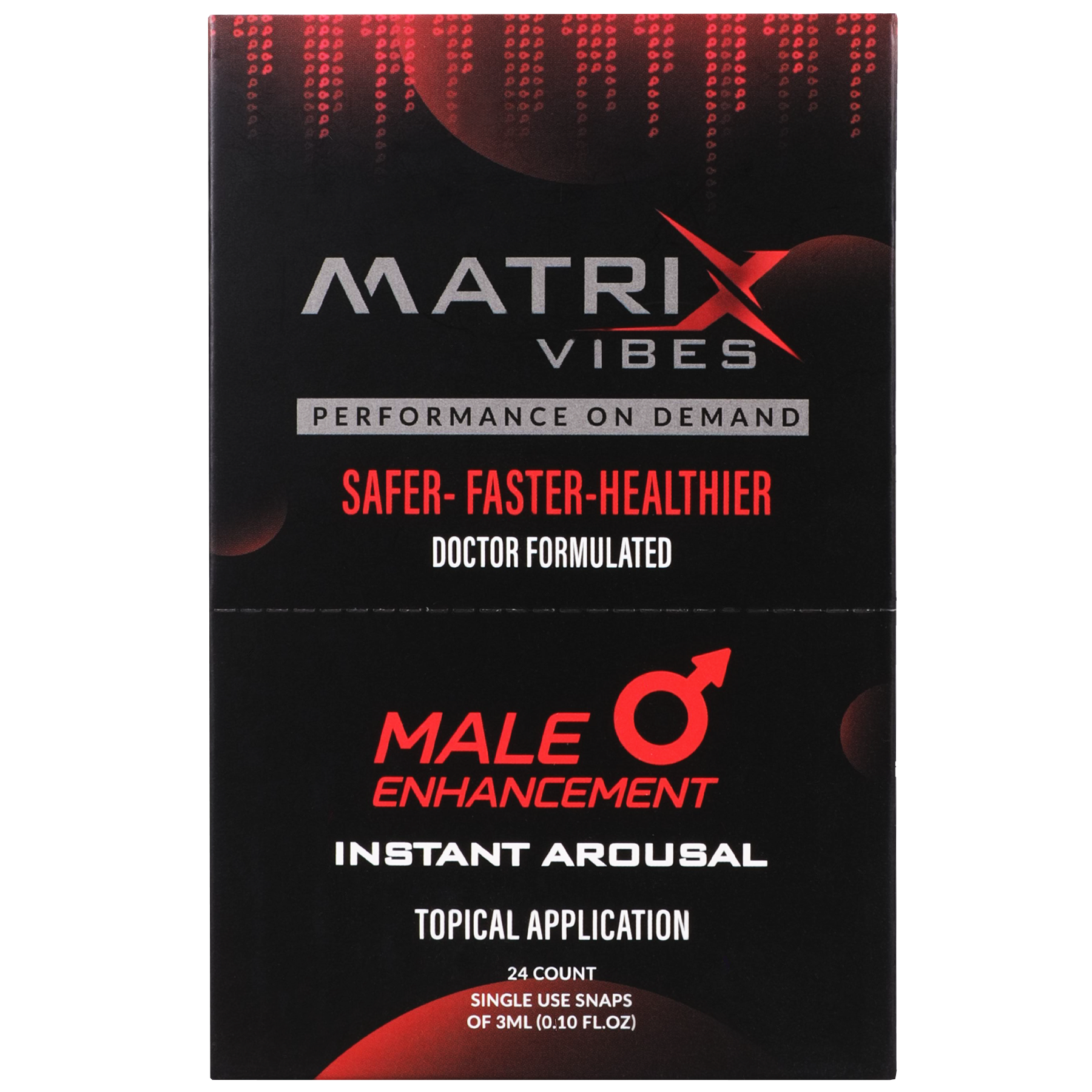 Matrix - Aumento Masculino, Excitación Instantánea Aplicación Tópica - Expositor de 24 Paquetes (3ml por paquete)