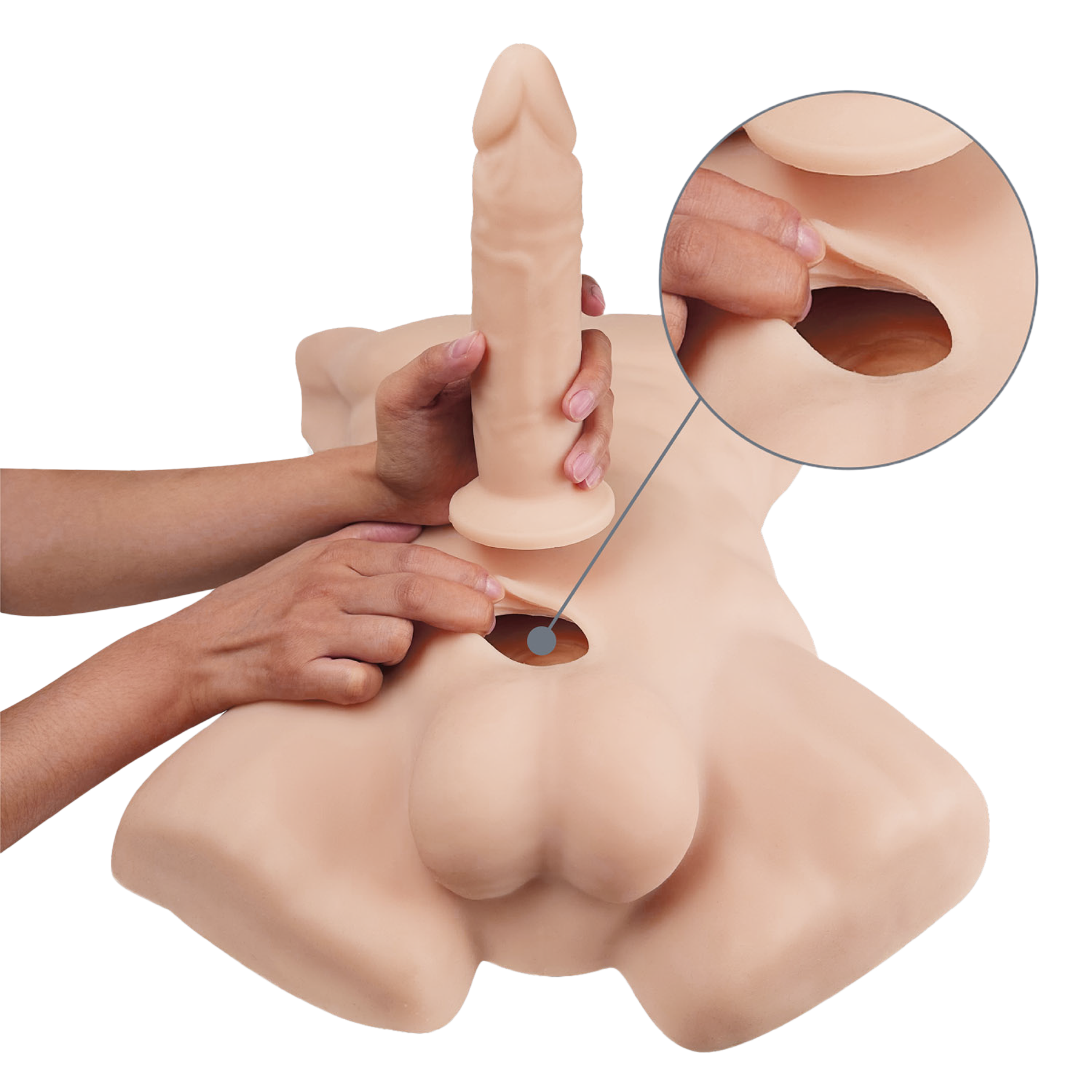 SILEX-D - Apollo L Torso Masculino + Dildo de Silicona Líquida Modelo 2 (7") - Vainilla