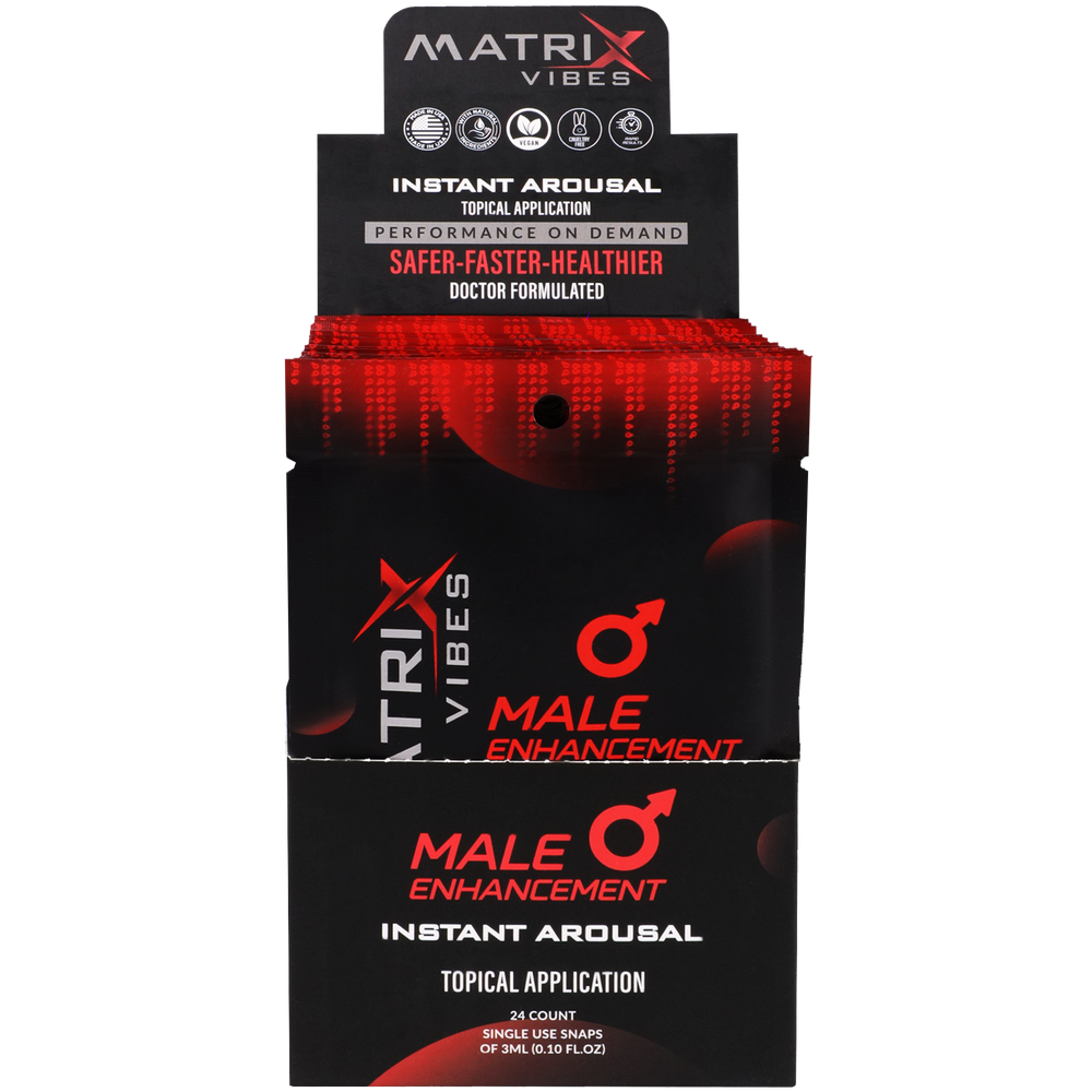 Matrix - Aumento Masculino, Excitación Instantánea Aplicación Tópica - Expositor de 24 Paquetes (3ml por paquete)