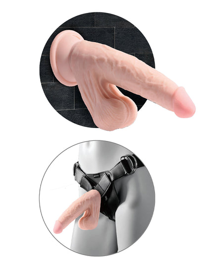 King Cock Plus 6" 3D Cock- Suction Cup and Harness Diagram