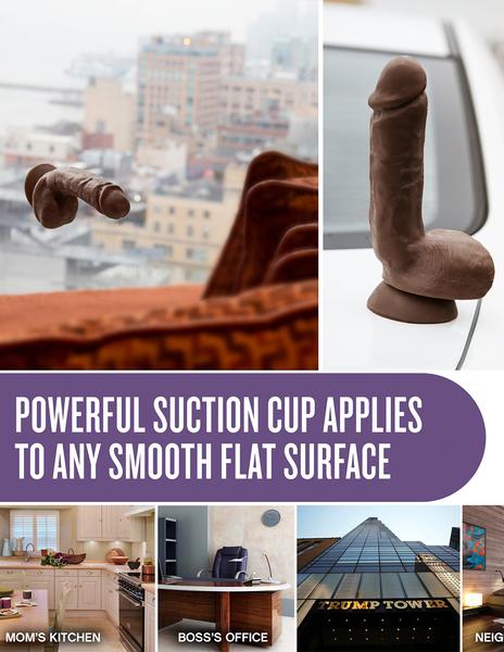 X5 Hard On Realistic Suction Cup Dildo- Brown- Suction