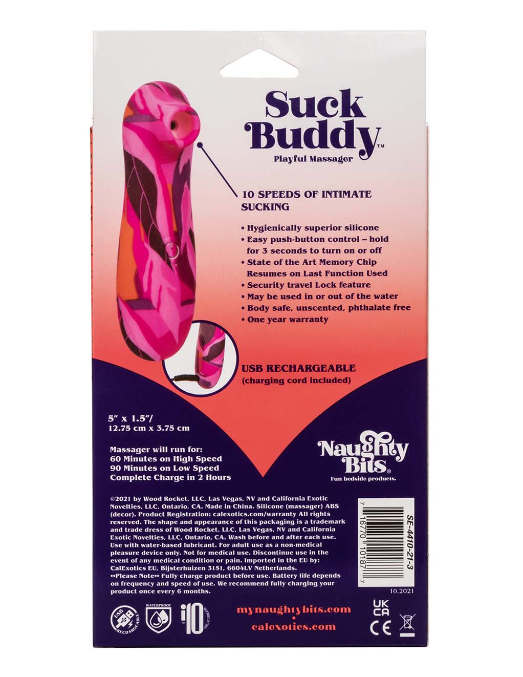 Naughty Bits Suck Buddy Massager- Box- Back