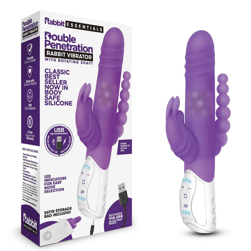 Vibrador Conejito Doble Penetracion Recargable Con Usb Rabbit Essentials Dp Rabbit